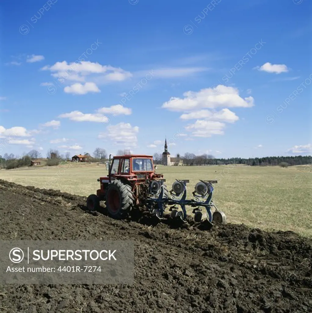 A tractor at a farm, Sweden.