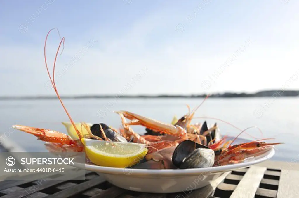 A plate with shellfish, Bohuslan, Sweden.