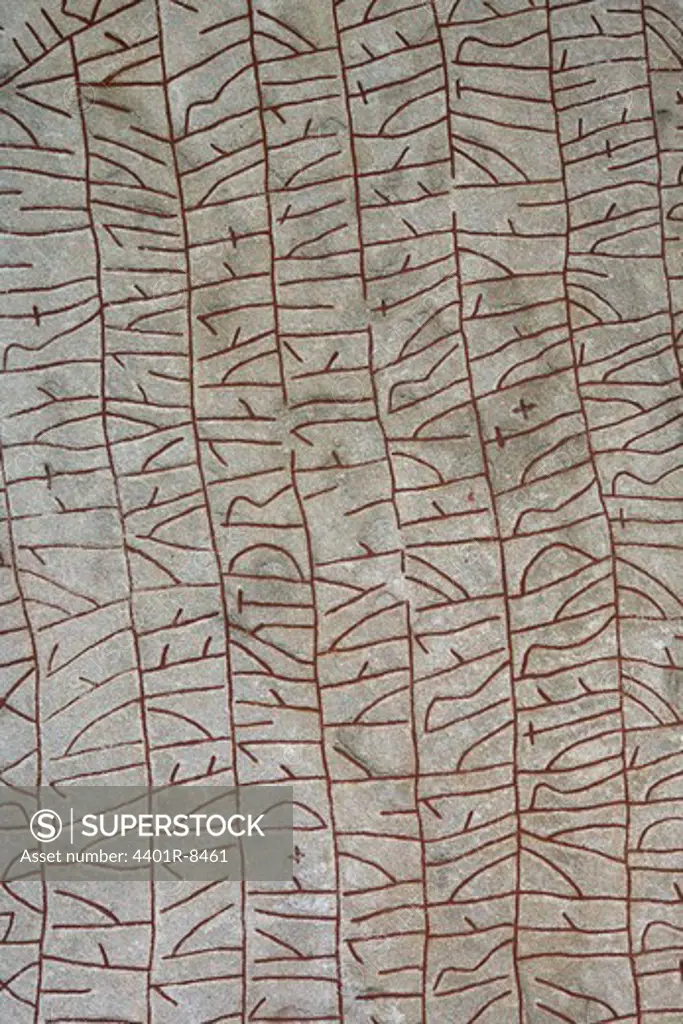 Rune stone, close-up, Sweden.