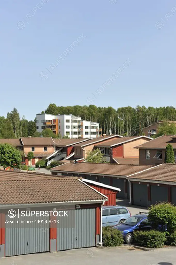 Garage in a housing area, Sweden.
