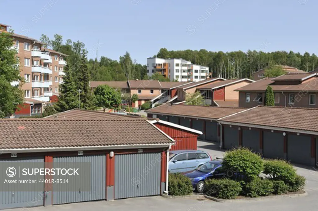 Garage in a housing area, Sweden.