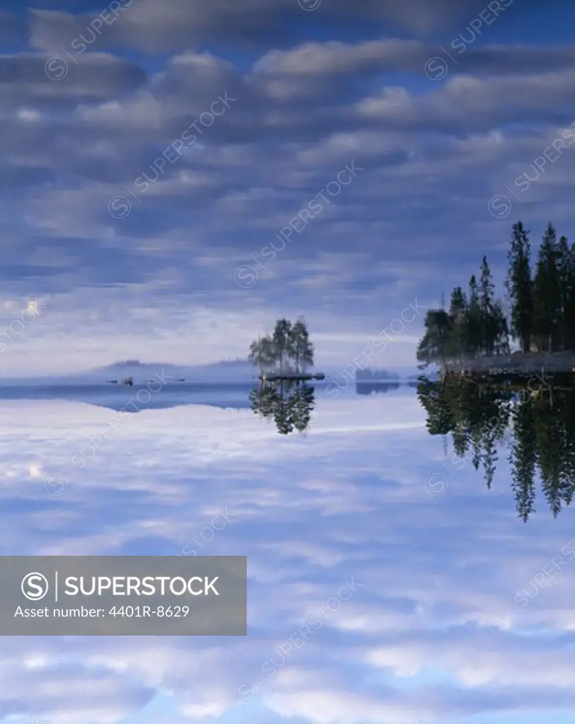 Islands in a peaceful lake, Sweden.
