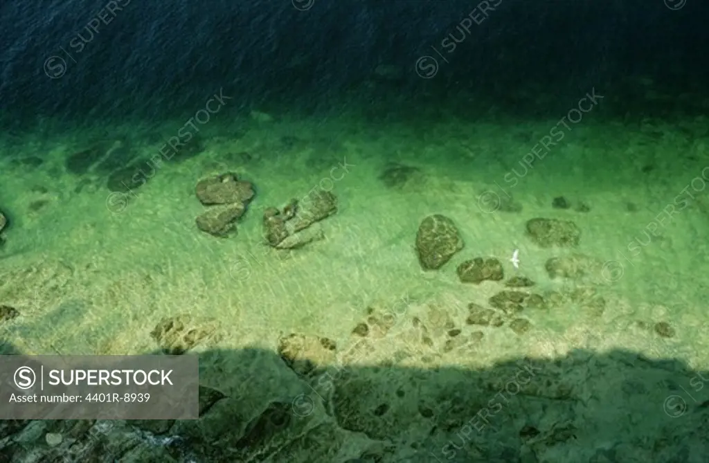 Rocks visible in shallow water