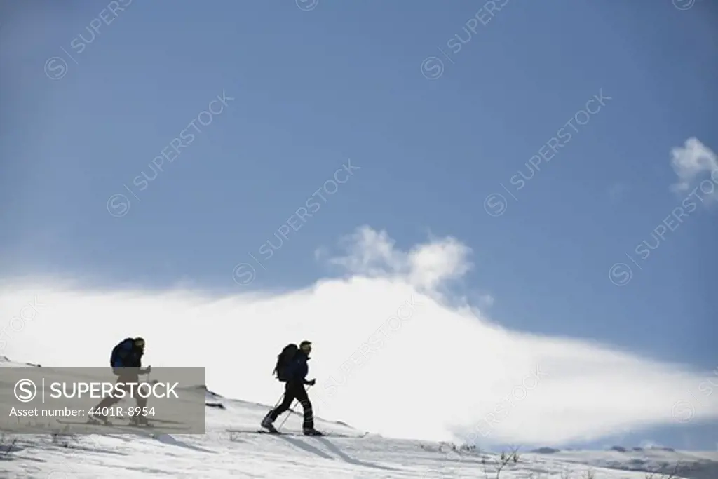 Two skiers, Abisko, Lapland, Sweden.