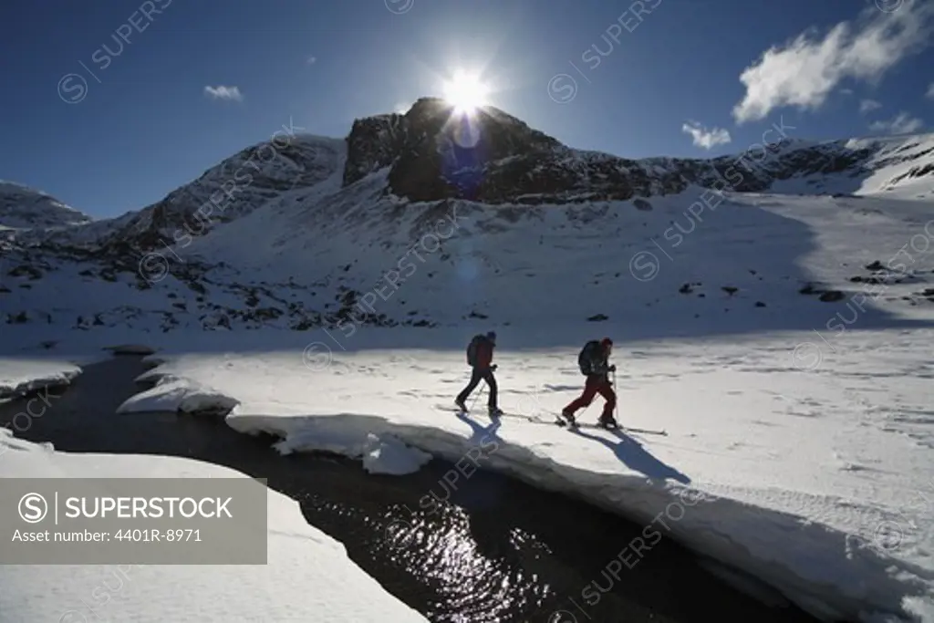 Two skiers, Abisko, Lapland, Sweden.
