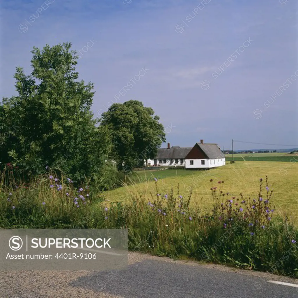 View of farm with house