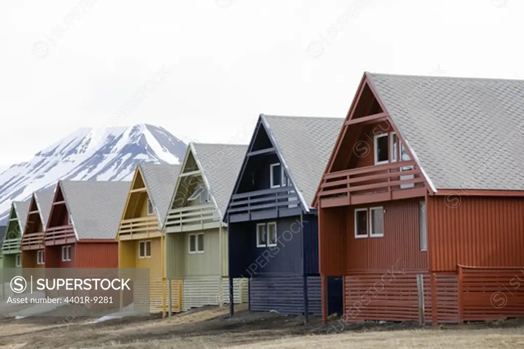 Link-attached houses, Spitsbergen, Svalbard, Norway.