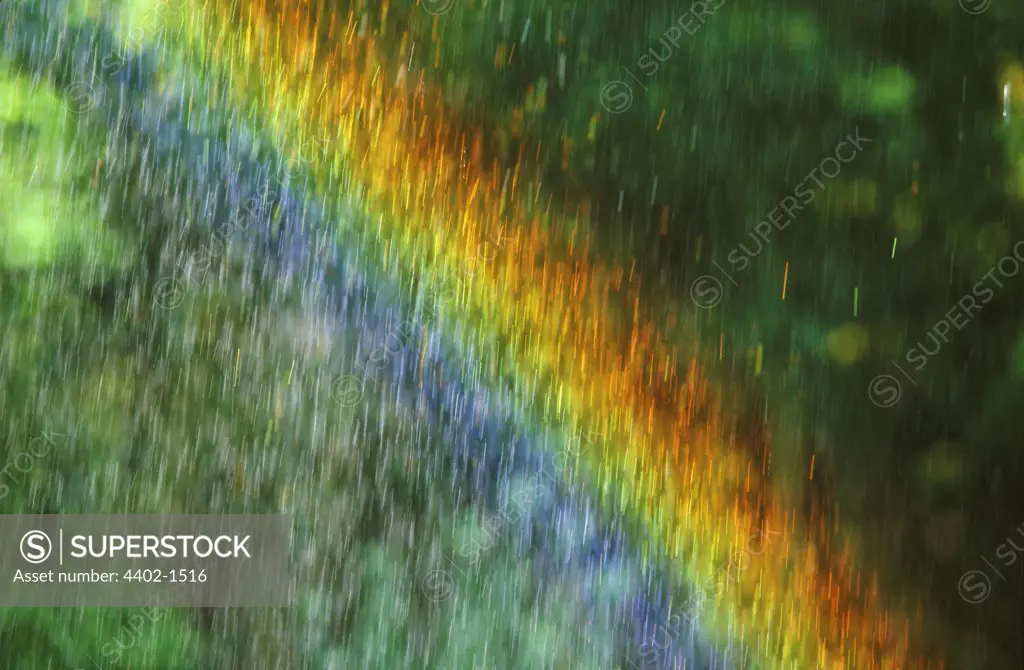 Rainbow effect on raindrops