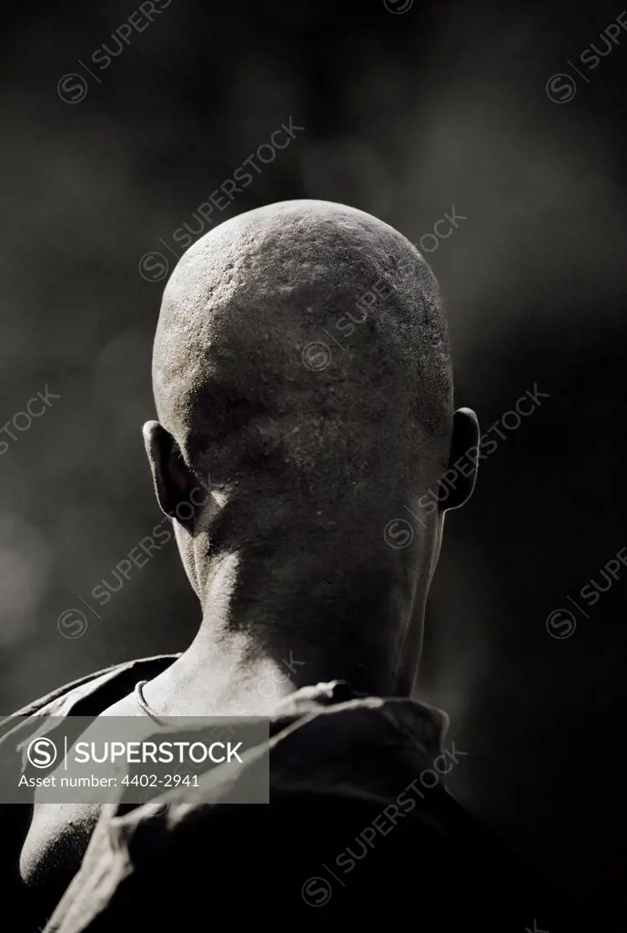 Close up of the back of the head of a young Samburu boy after he has been circumcised, Mount Nyiru, Kenya, Africa