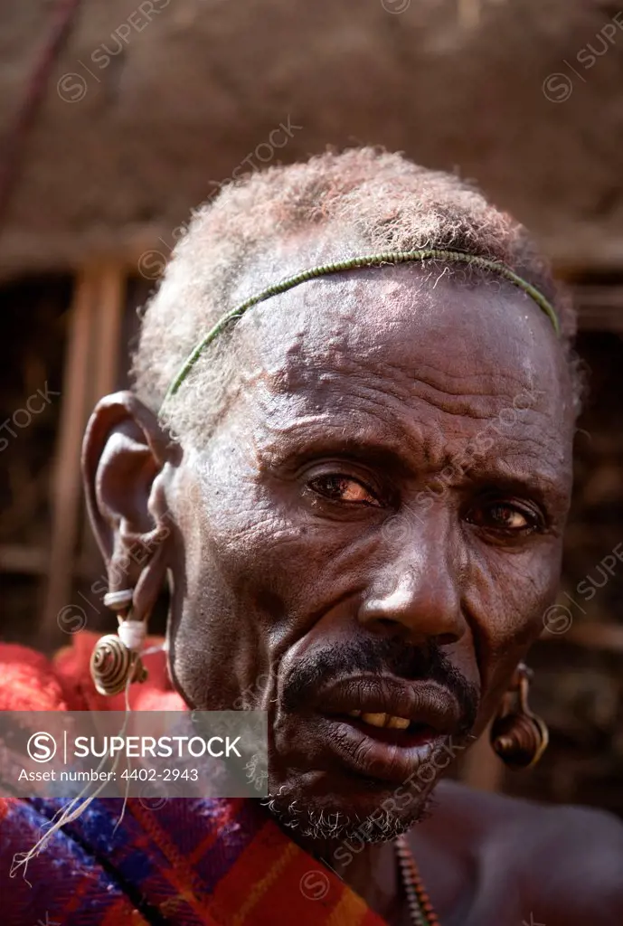 Samburu tribesman attending the circumcision of the young men of the tribe. Mount Nyiru, Kenya, Africa