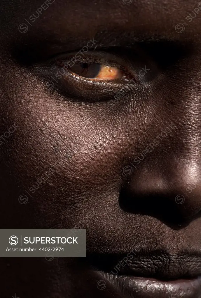 Close-up of face of Turkana woman, Kenya.