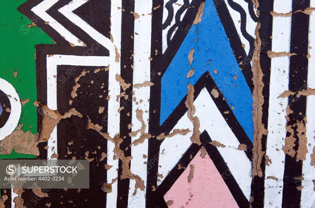Detail of artwork on a Ndebele house, South Africa
