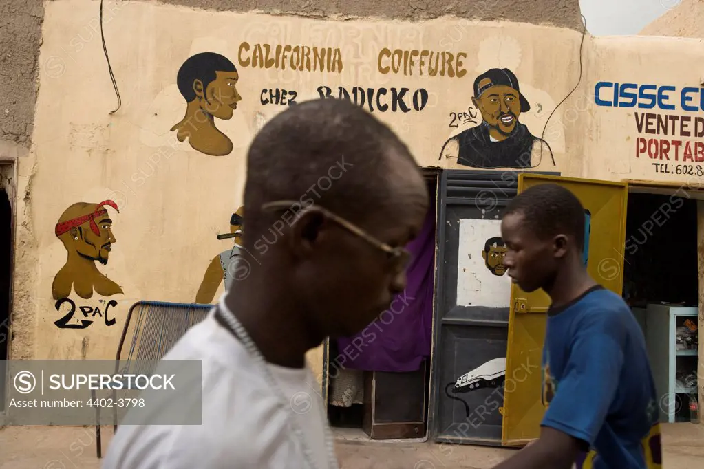 The fascia of a hairdressing salon in Mopti, Niger