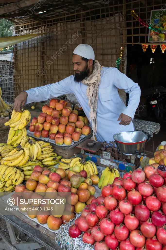 Muslim street trader man in traditional dress Ranthambhore India