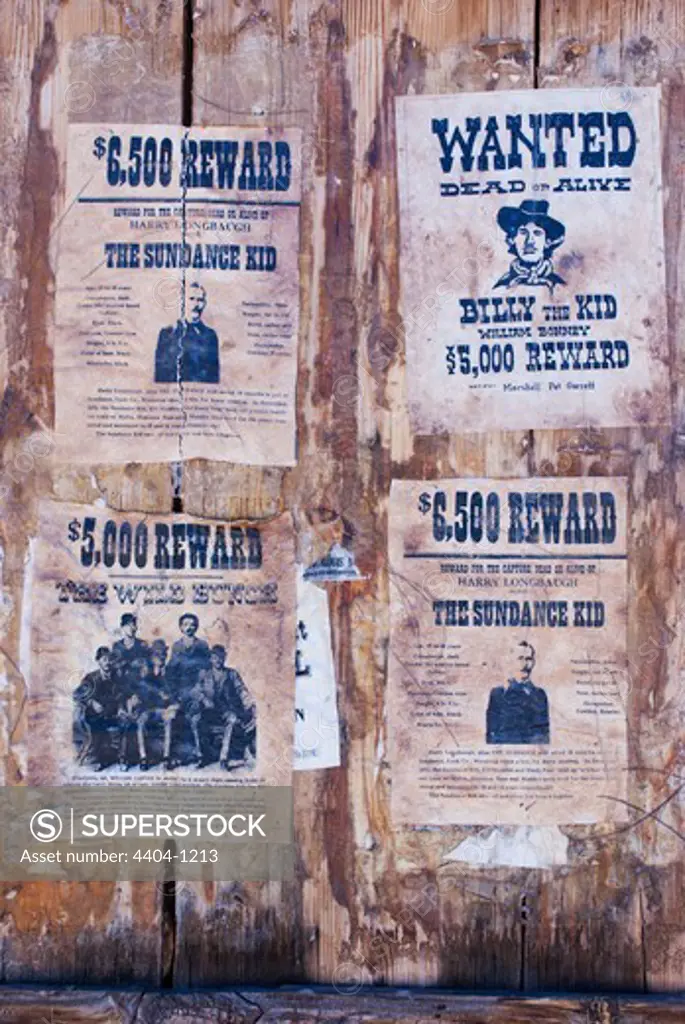 USA, Arizona, Tucson, Reward posters at Old Tucson Studios