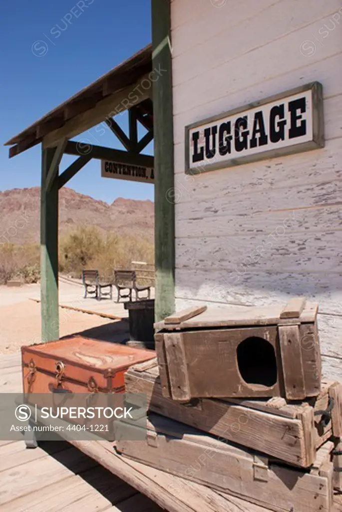 USA, Arizona, Tucson, Rail station luggage area at Old Tucson Studios