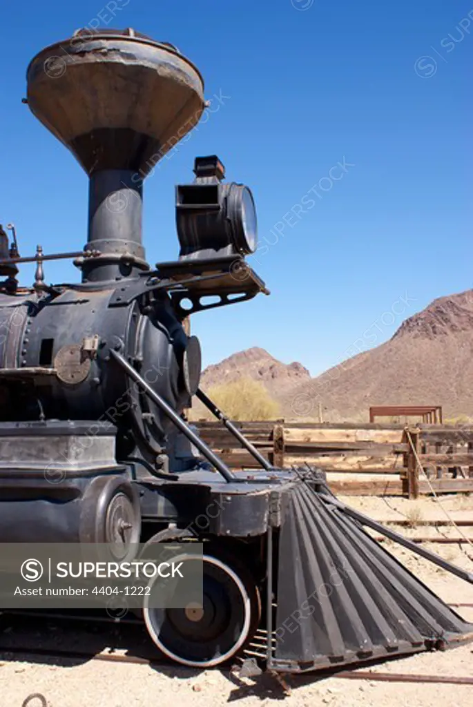 USA, Arizona, Tucson, Historic Reno steam locomotive at Old Tucson Studios