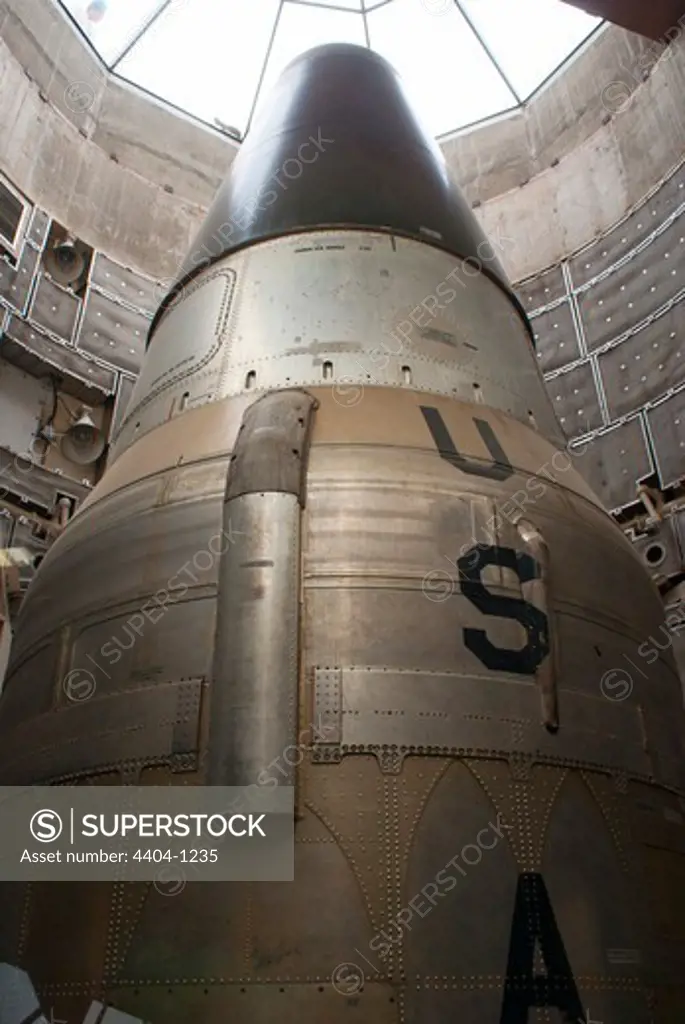 USA, Arizona, Tucson, Titan missile in underground silo at Titan Missile Museum, showing nosecone