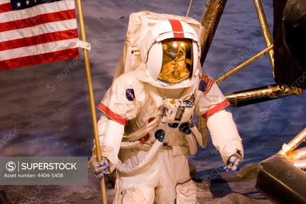 USA, Illinois, Chicago, Museum of Science and Industry, John Young's Apollo 16 lunar spacesuit