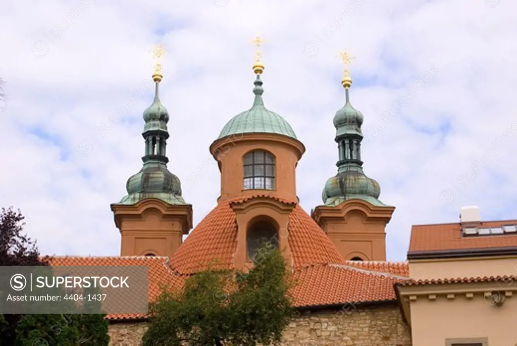 Czech Republic, Prague, Upward view of church of St Lawrence