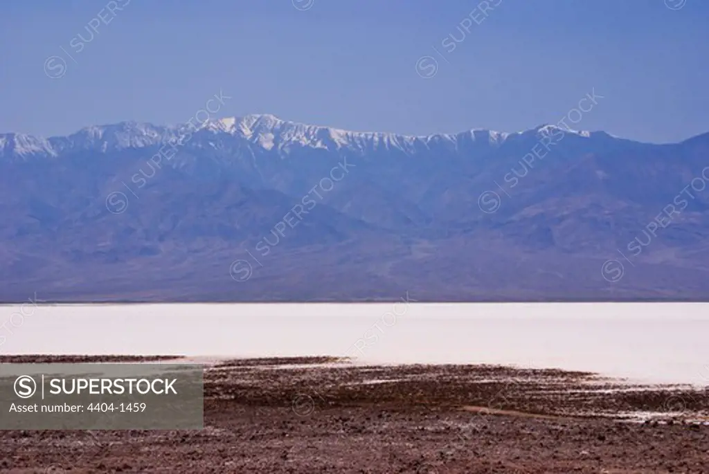 USA, California, Death Valley, Salt flats and mountains