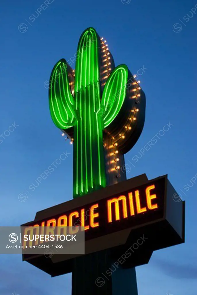 USA, Arizona, Tucson, Miracle Mile neon sign
