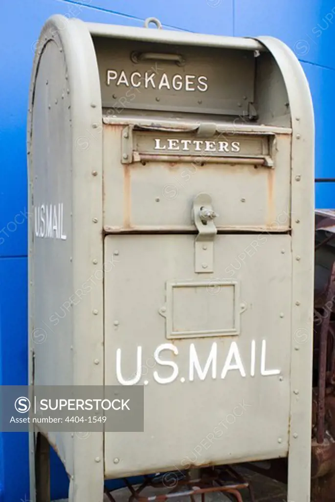 Historic US mail box at a museum, Shea's Gas Station Museum, Route 66, Springfield, Illinois, USA