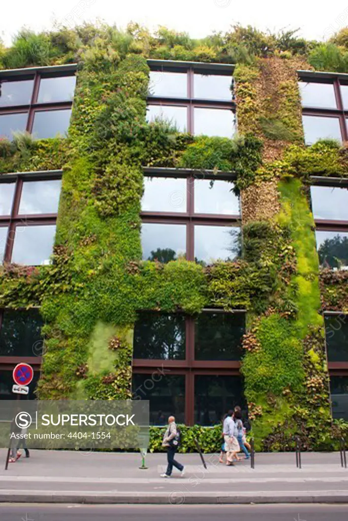 Green building with biowall, Paris, Ile-de-France, France