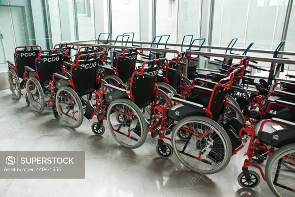 Wheelchair storage area at Charles De Gaulle Airport, Paris, Ile-de-France, France