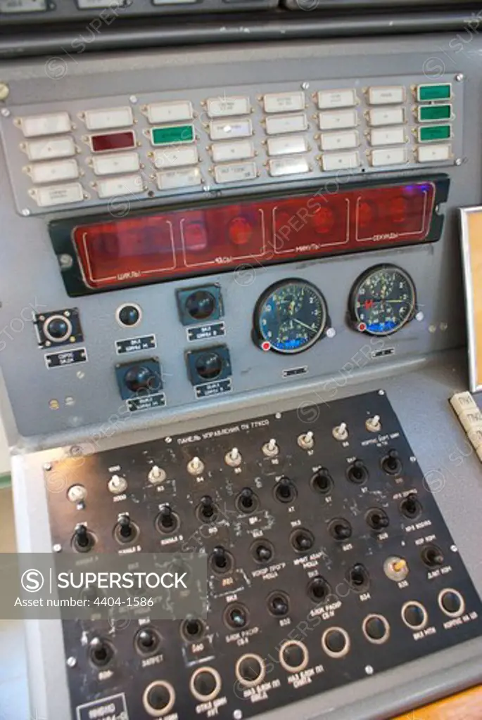 Launch control console in Baikonur Cosmodrome, Kazakhstan