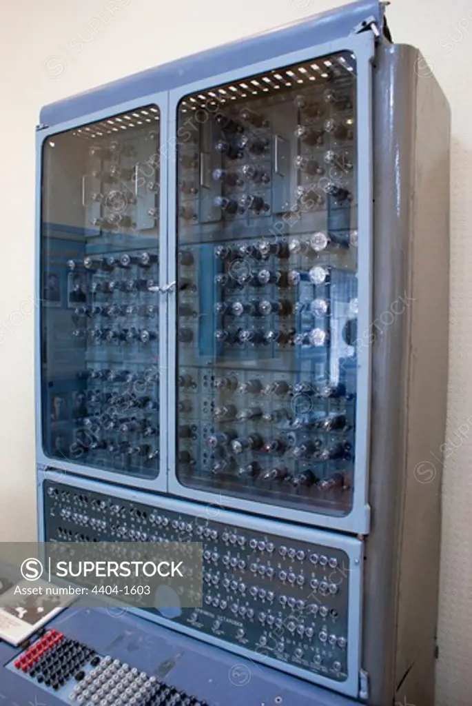 Early Russian computer in a museum, (note thermionic valves in cabinet), Baikonur Space Museum, Baikonur Cosmodrome, Kazakhstan
