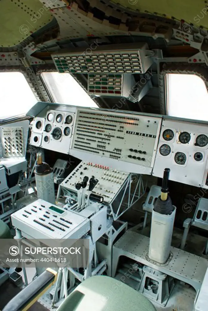 Flight deck of Russian space shuttle Buran at a museum, Baikonur Space Museum, Baikonur Cosmodrome, Kazakhstan