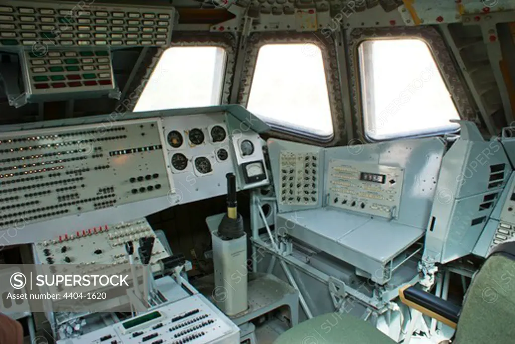 Flight deck of Russian space shuttle Buran at a museum, Baikonur Space Museum, Baikonur Cosmodrome, Kazakhstan