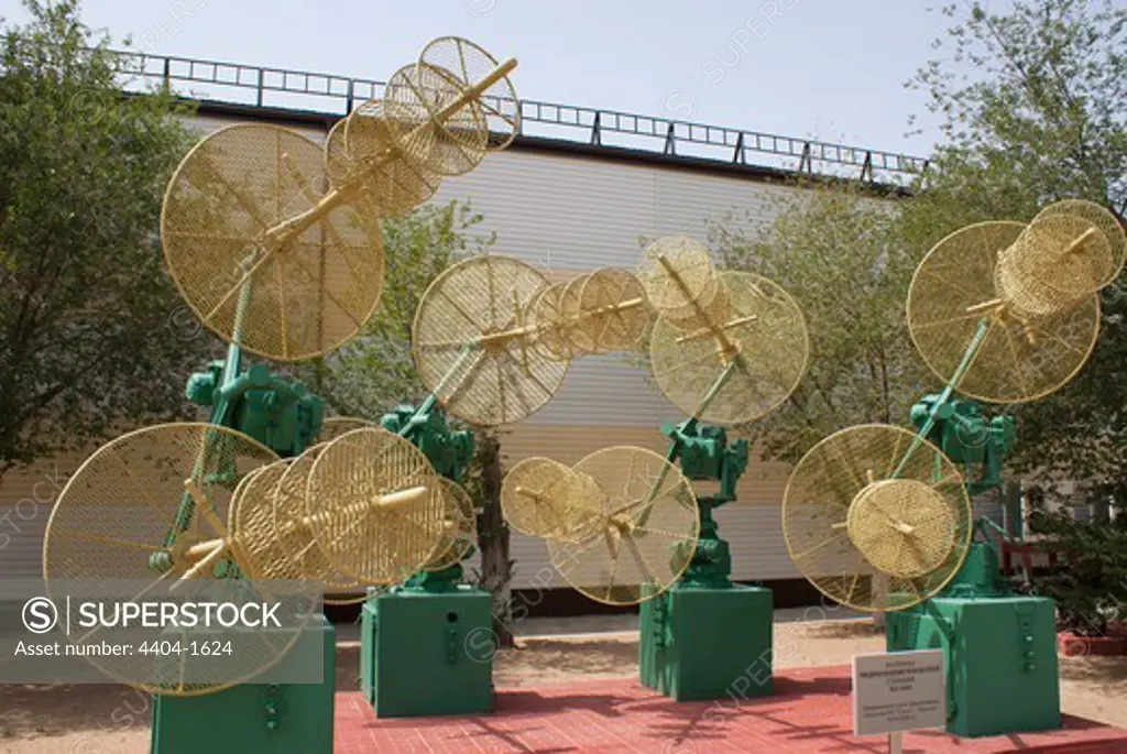 Tracking antennas at a museum, Baikonur Space Museum, Baikonur Cosmodrome, Kazakhstan