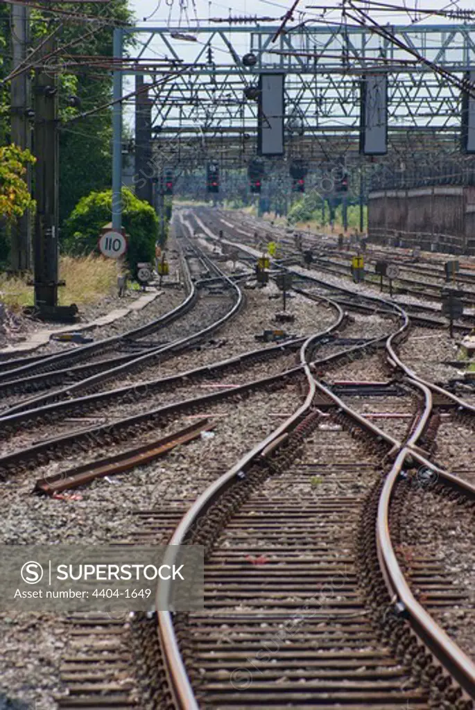 Railway lines at Preston railway station, Preston, Lancashire, England