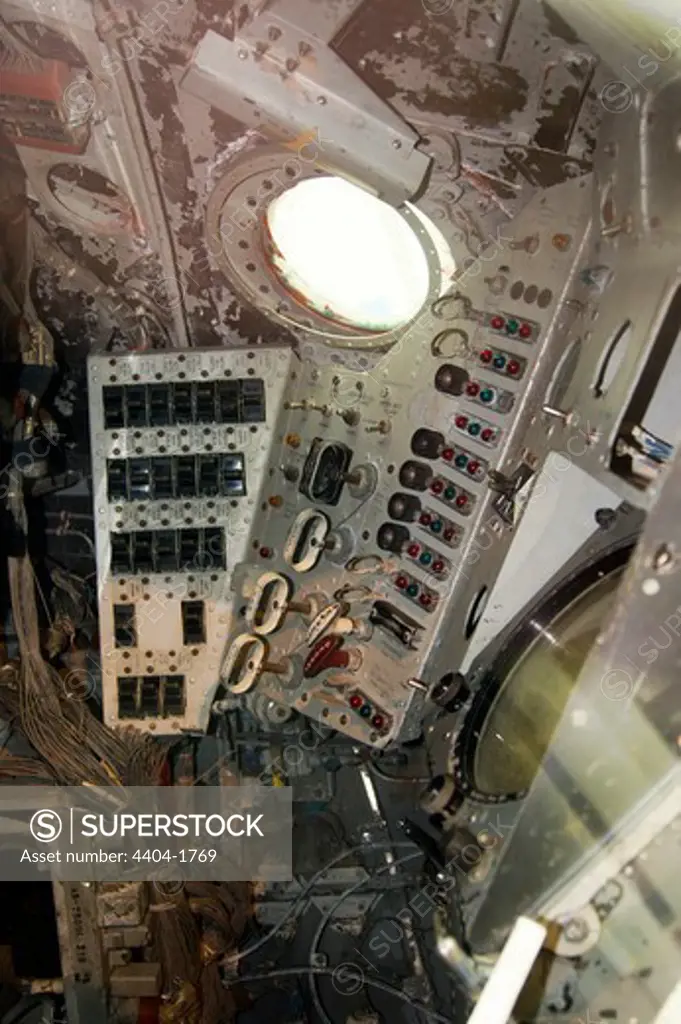 USA, California, Los Angeles, California Science Center, Interior of Mercury-Redstone 2 capsule (that carried chimpanzee Ham into space)