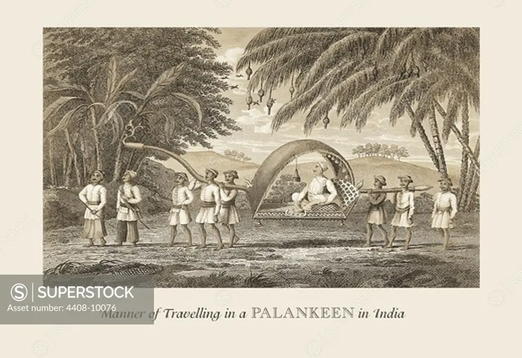 Travelling in a Palankeen, India