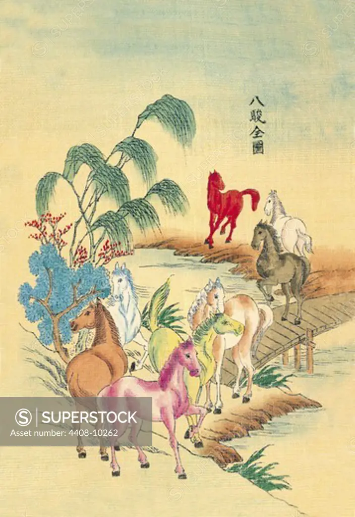 Eight Noble Steeds, Chinese Prints