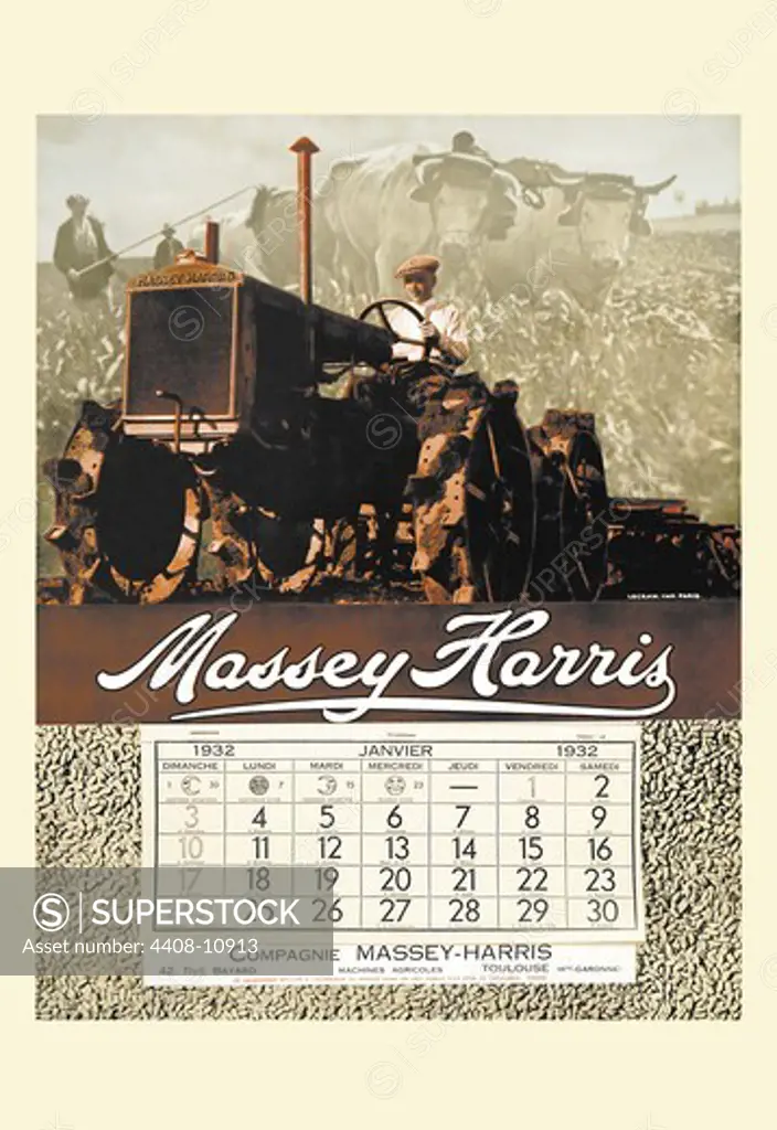 Massey Harris Calendar, Farm Machinery