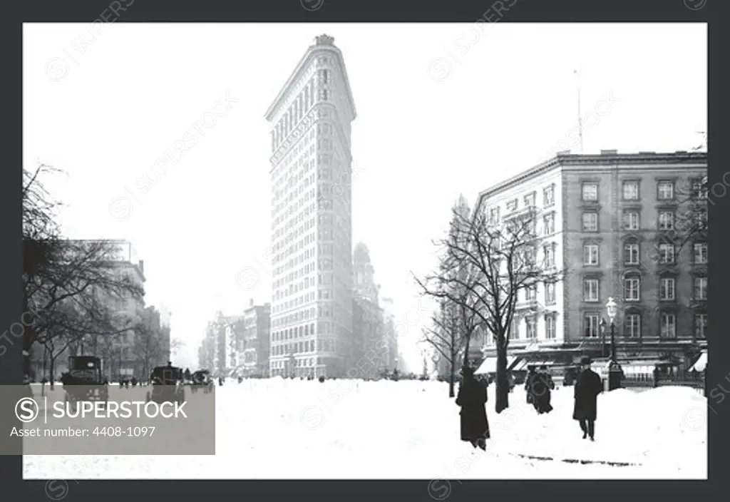 Flatiron Building after Snowstorm, Vintage Photography - USA