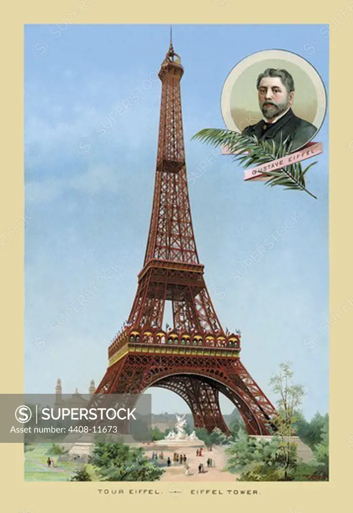 Eiffel Tower at the Paris Exhibition, 1889, Paris International Exposition 1900