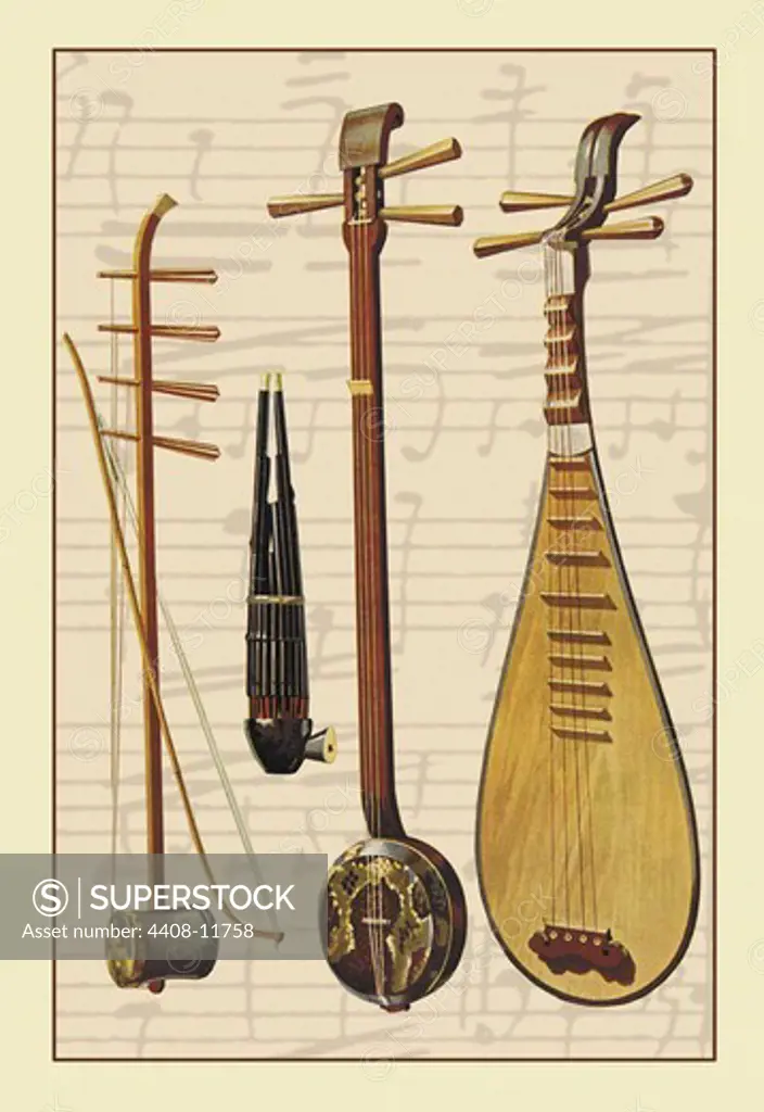 Hu-Ch'in and Bow, Sheng, San-Hsien, P'i-P'I, Musical Instruments
