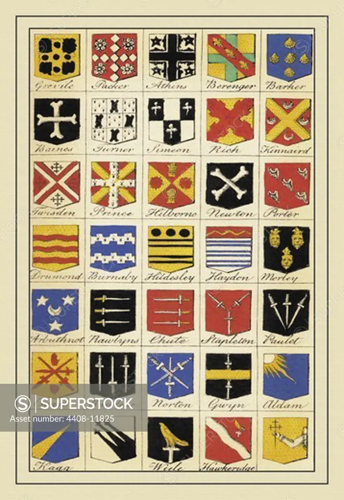 Examples of Blazonry - Grevile, Packer, Atkins, et al., Heraldry - Emblems & Orders