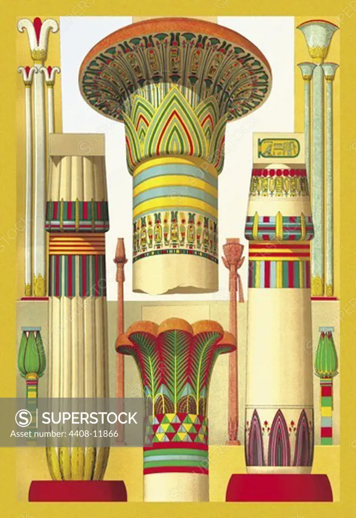 Egyptian Columns, Designs & Patterns from History