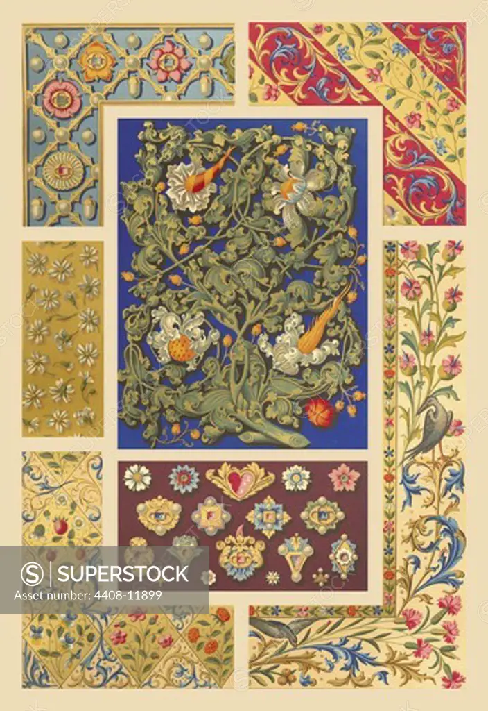 Medieval Design with Flowers, Designs & Patterns from History