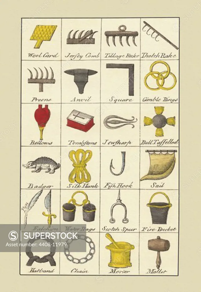 Heraldic Symbols - Wool Card, Jersey Comb, et al., Heraldry - Symbols