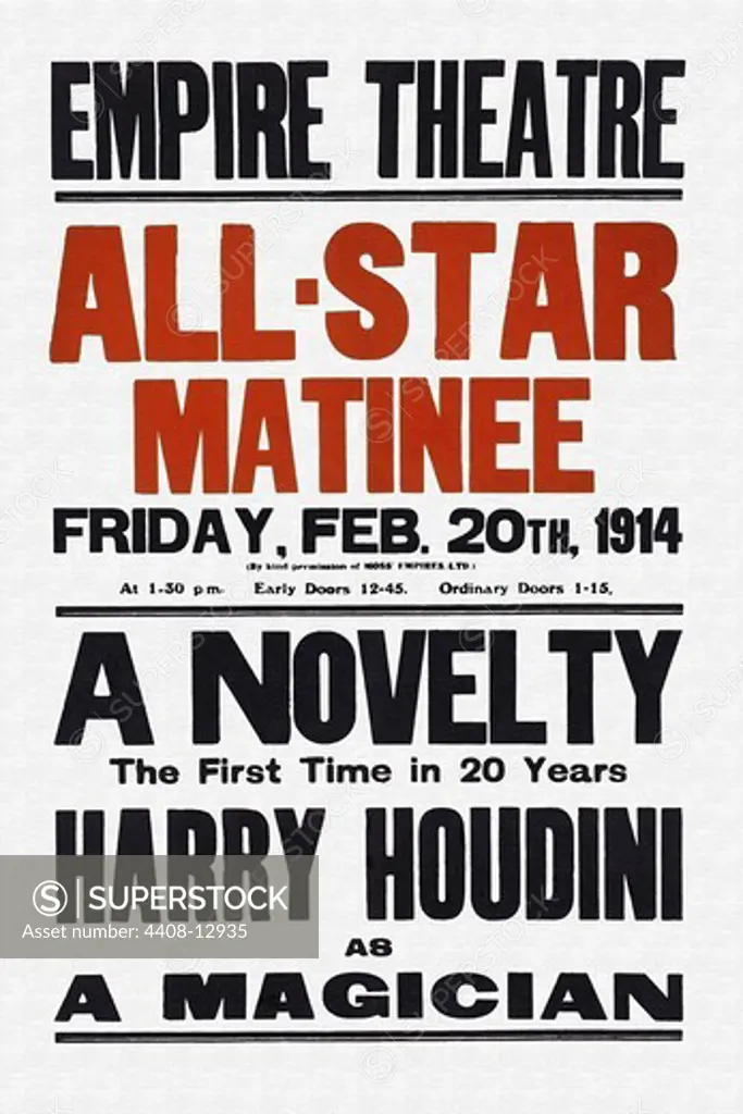 Novelty, the first in 20 years, Harry Houdini as a magician, Magic & Mesmer