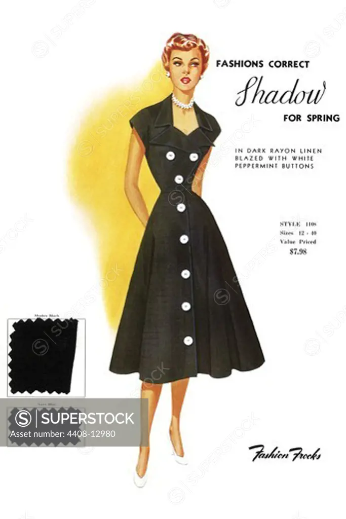 Fashions Correct Shadow for Spring, Fashion Frocks - America 1940's