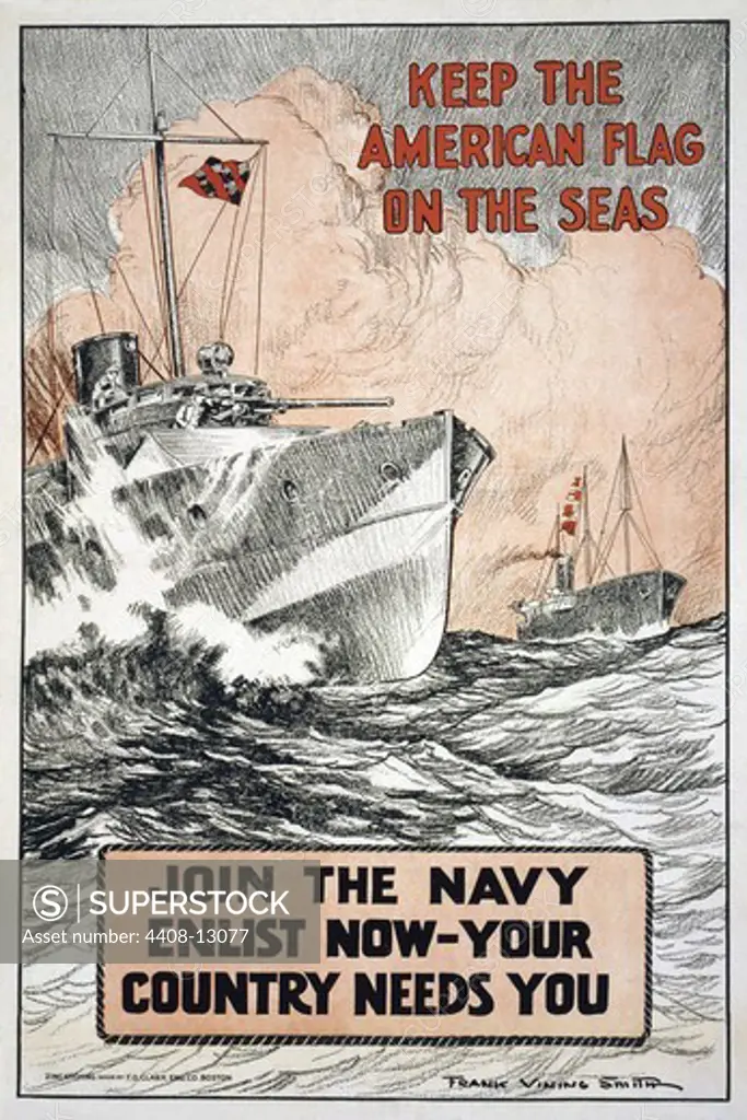 Keep the American flag on the seas Join the Navy--Enlist now-your country needs you, U.S. Navy