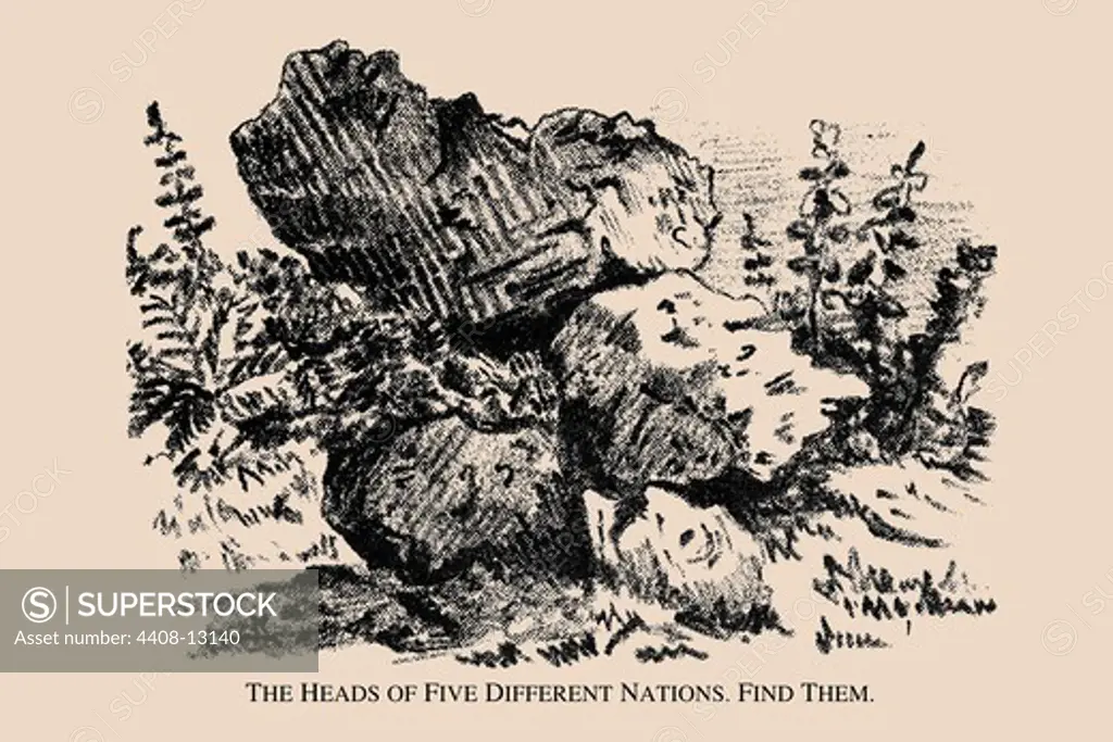 The Heads of Five Different Nations. Find Them., Puzzles & Optical Illusions